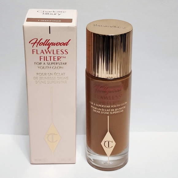 Charlotte Tilbury #7 Deep Holywood Flawless Filter Youth Glow Foundation NIB - Picture 4 of 5